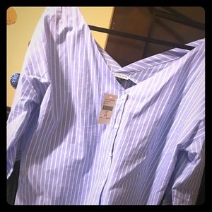 Off the shoulder blouse with white buttons